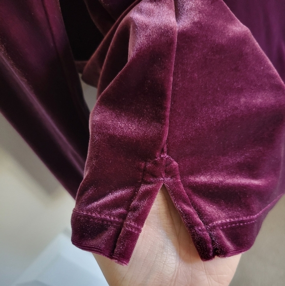 Land's End purple velvet long sleeve drape neck top women's small size 6 - 8 - Picture 2 of 16